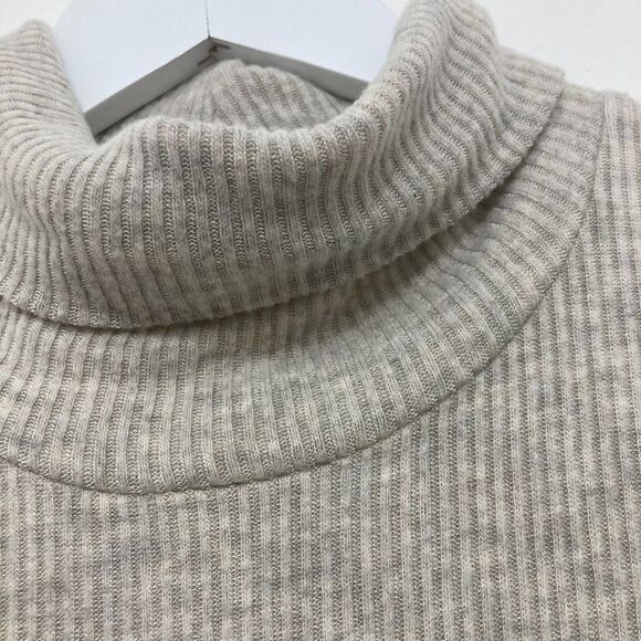 β¨ Feel The Piece Sleeveless Turtleneck M/L Tencel Oatmeal Made USA Ribbed - Picture 7 of 12